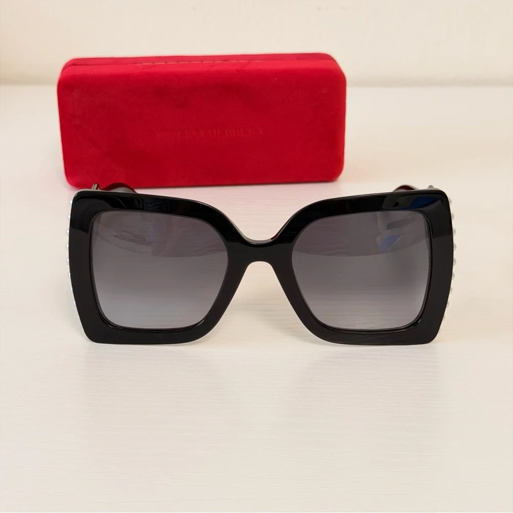 Carolina Herrera Chic Black Sunglasses with Pearl Accents, CH0001/S 8079O - Picture 4 of 16